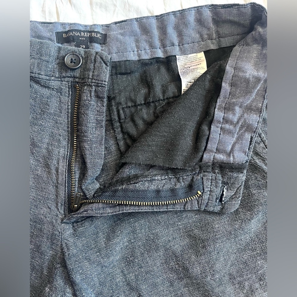 Banana Republic Men’s Unisex Gray Blue Linen Blend Shorts w Pockets Size 29 - Picture 5 of 12